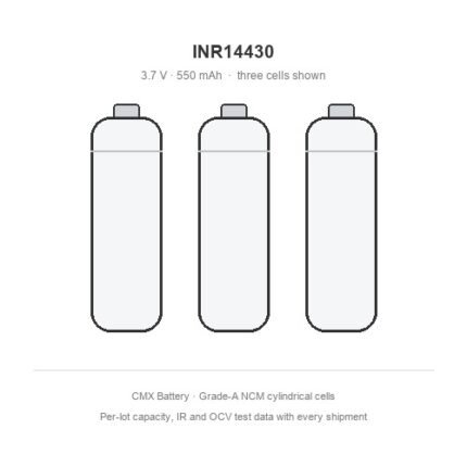 three INR14430 14430 lithium batteries 550mAh 3.7V
