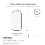 14500 lithium battery INR14500 800mAh 3.7V AA-size cylindrical cell dimension drawing