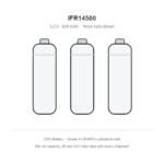 three IFR14500 14500 LiFePO4 batteries 600mAh 3.2V