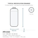14500 LiFePO4 battery IFR14500 600mAh 3.2V 14x50mm cylindrical cell dimension drawing