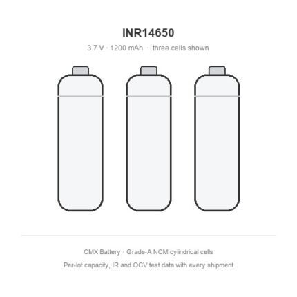 three INR14650 14650 lithium batteries 1200mAh